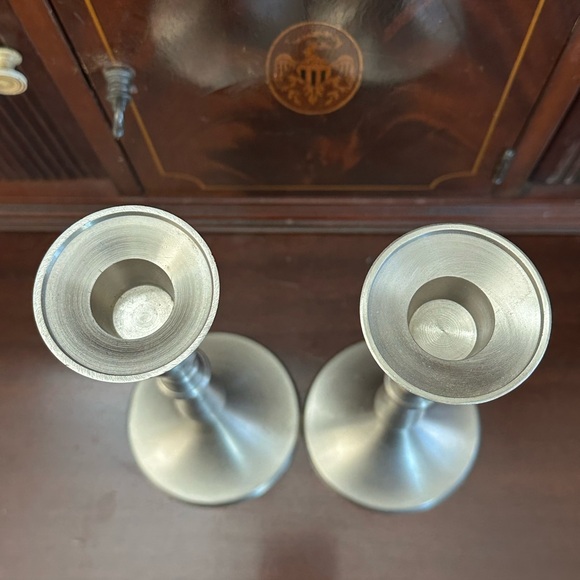 Vintage Brushed Nickel Candlestick’s x2 - Picture 2 of 4